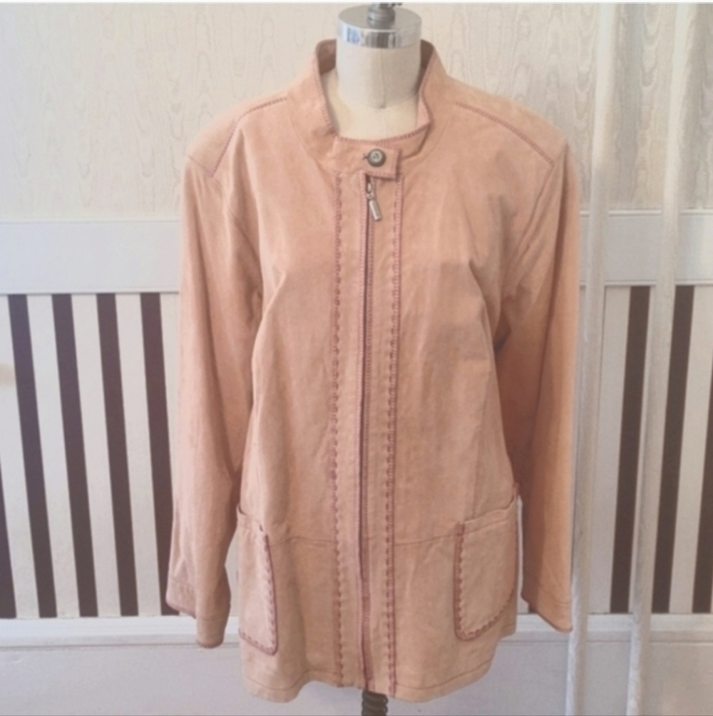 BRADLEY by Bradley Bayou Peach Leather Suede Jacket Size 3X